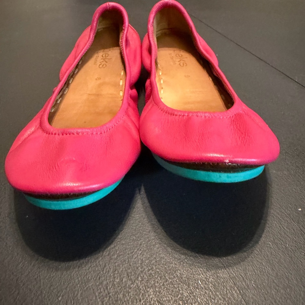 Tieks Pink Ballet Flats with Blue Sole